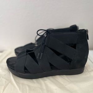 Eileen Fisher black suede platform sandals size 8.5